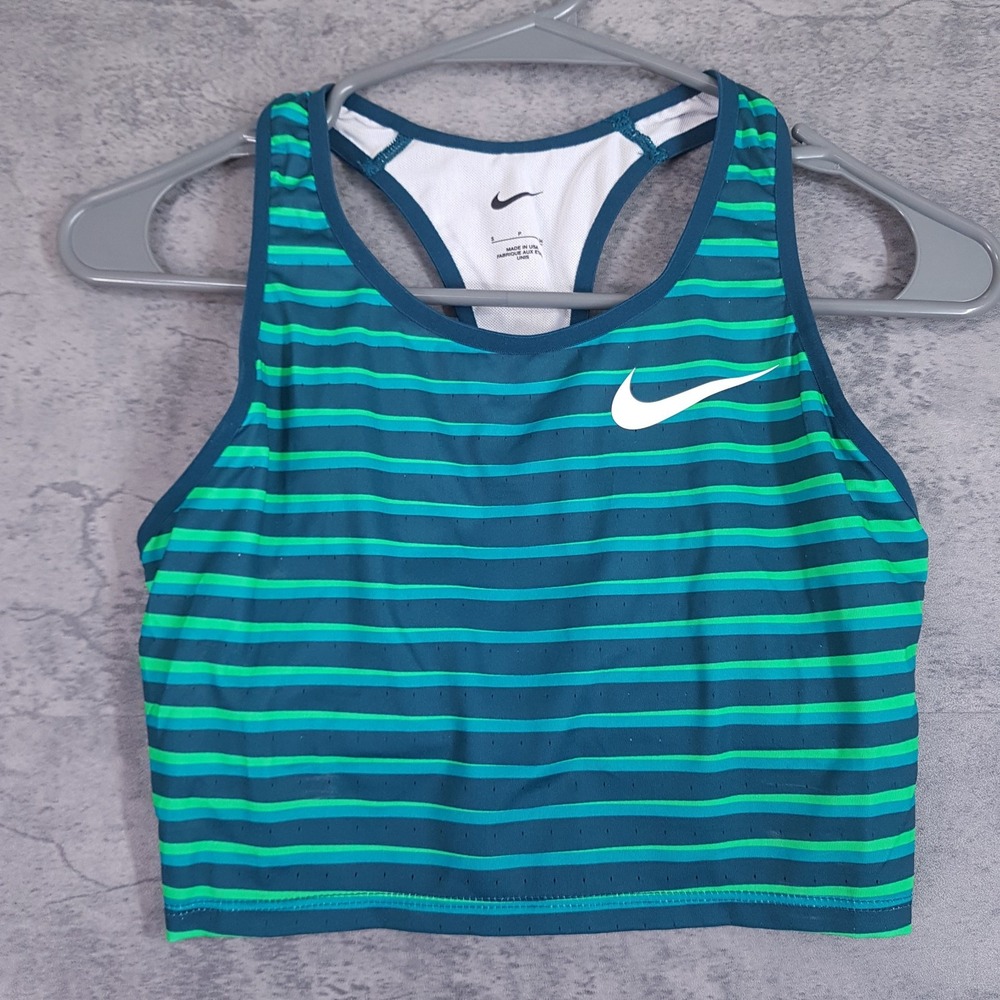 NIKE Pro Elite Track‎ Team Crop Top Bra Womens SMALL Green